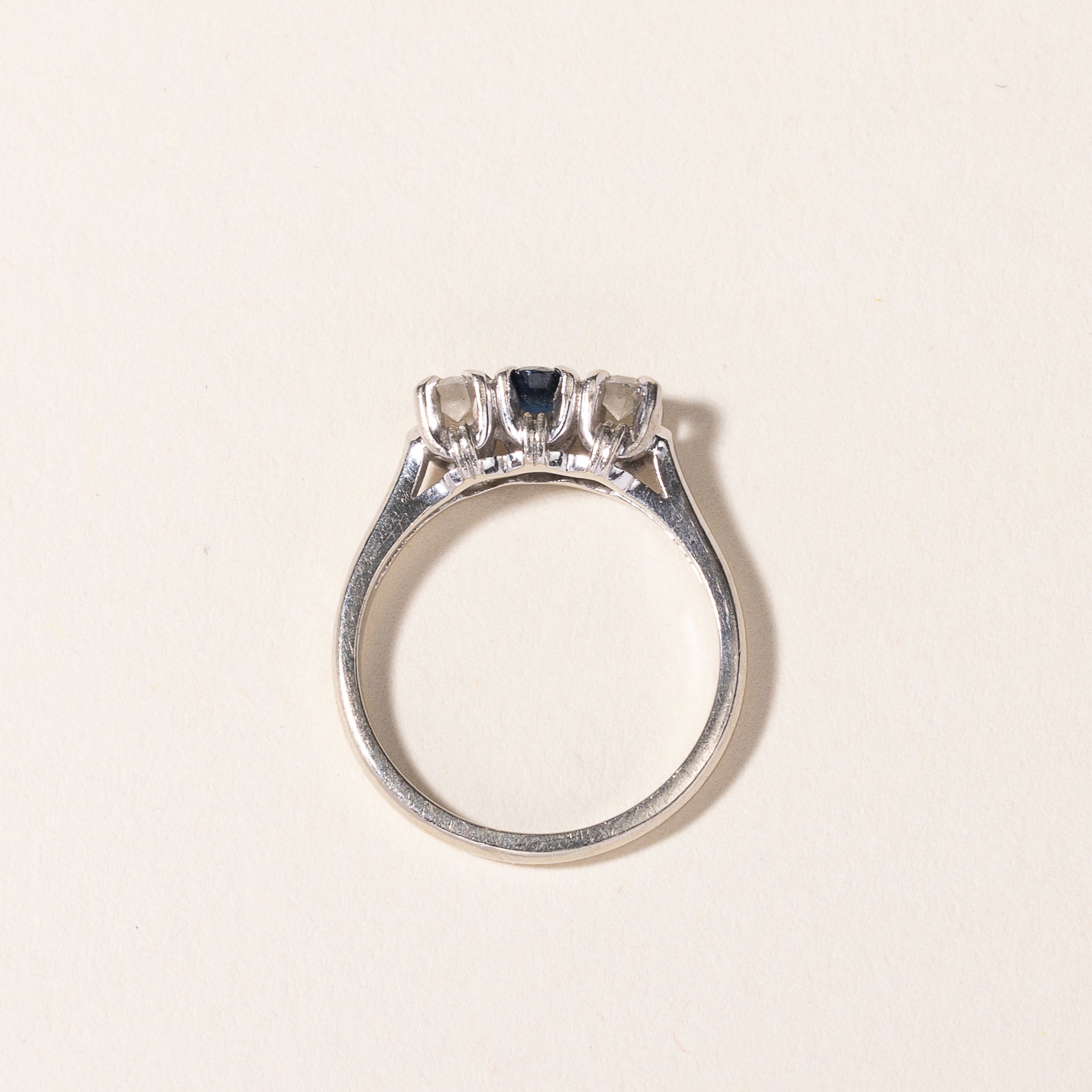 14k White Gold Sapphire & Diamond Ring | 0.25ct, 0.30ctw | SZ 7.5