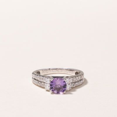 14k White Gold Amethyst & Diamond Ring | 0.75ct, 0.53ctw | SZ 6.25