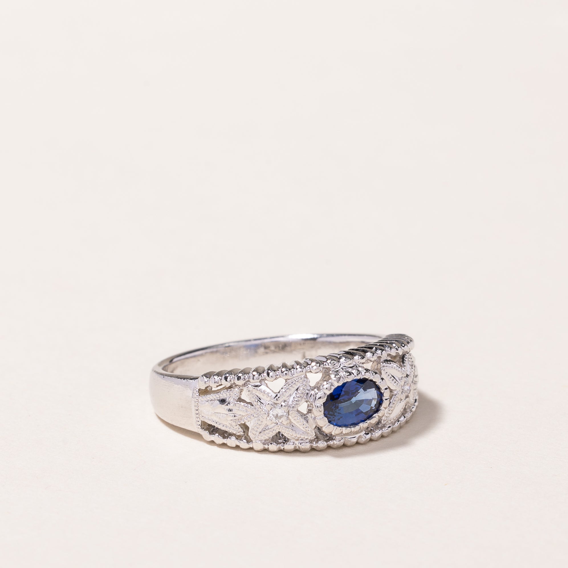 Platinum Sapphire & Diamond Ring | 0.52ct, 0.03ctw | SZ 6.5
