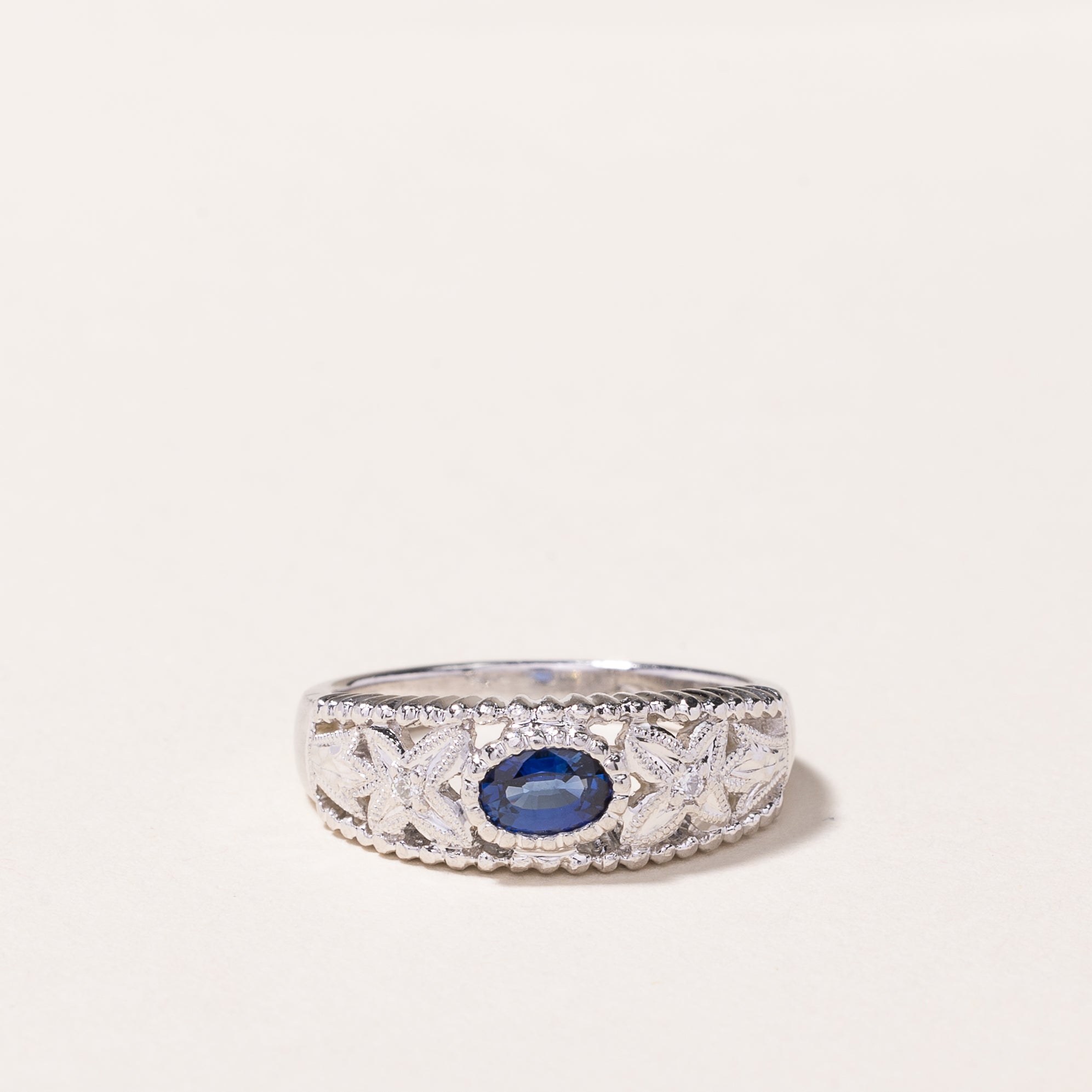Platinum Sapphire & Diamond Ring | 0.52ct, 0.03ctw | SZ 6.5