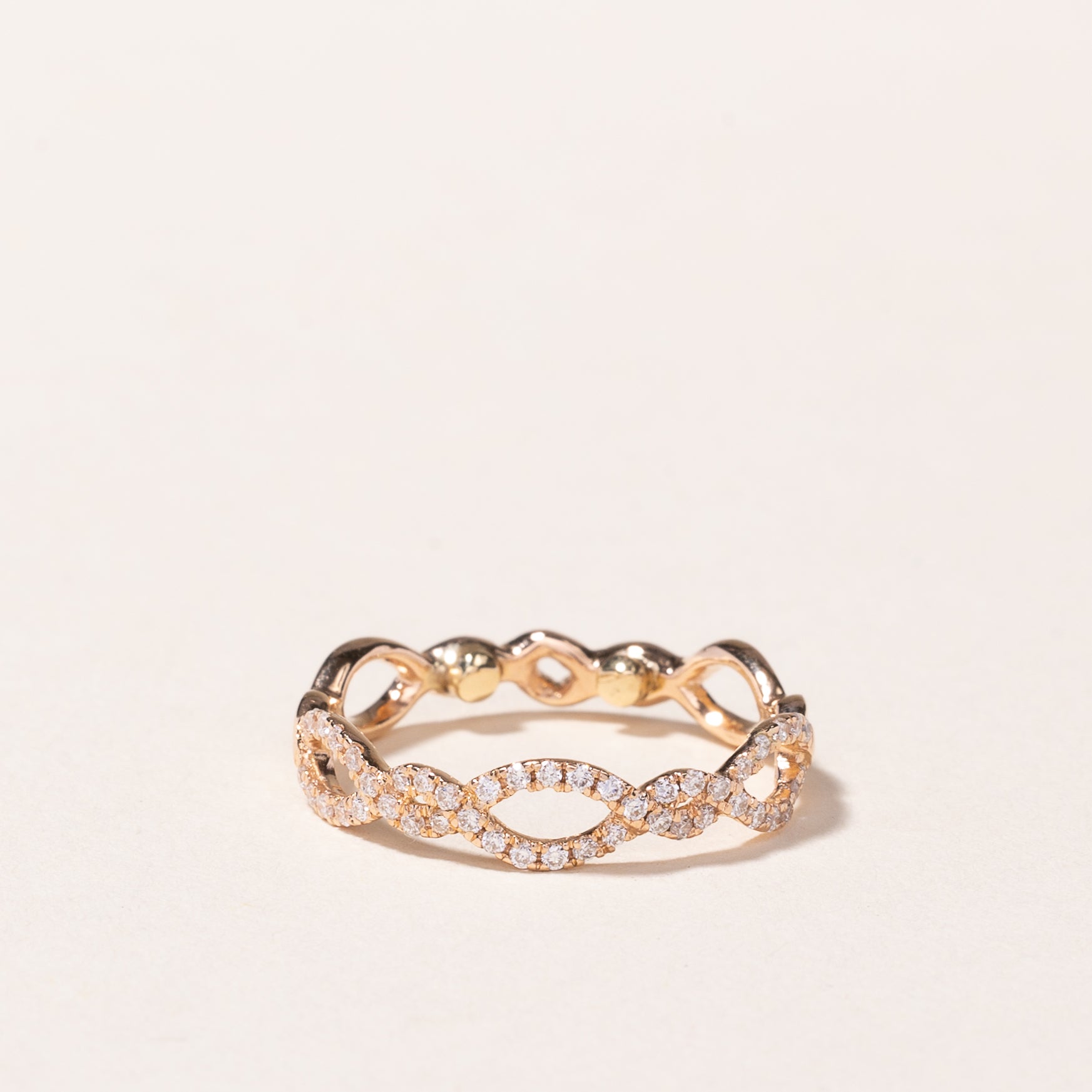 18k Rose Gold Wave Design Diamond Ring | 0.23ctw | SZ 4