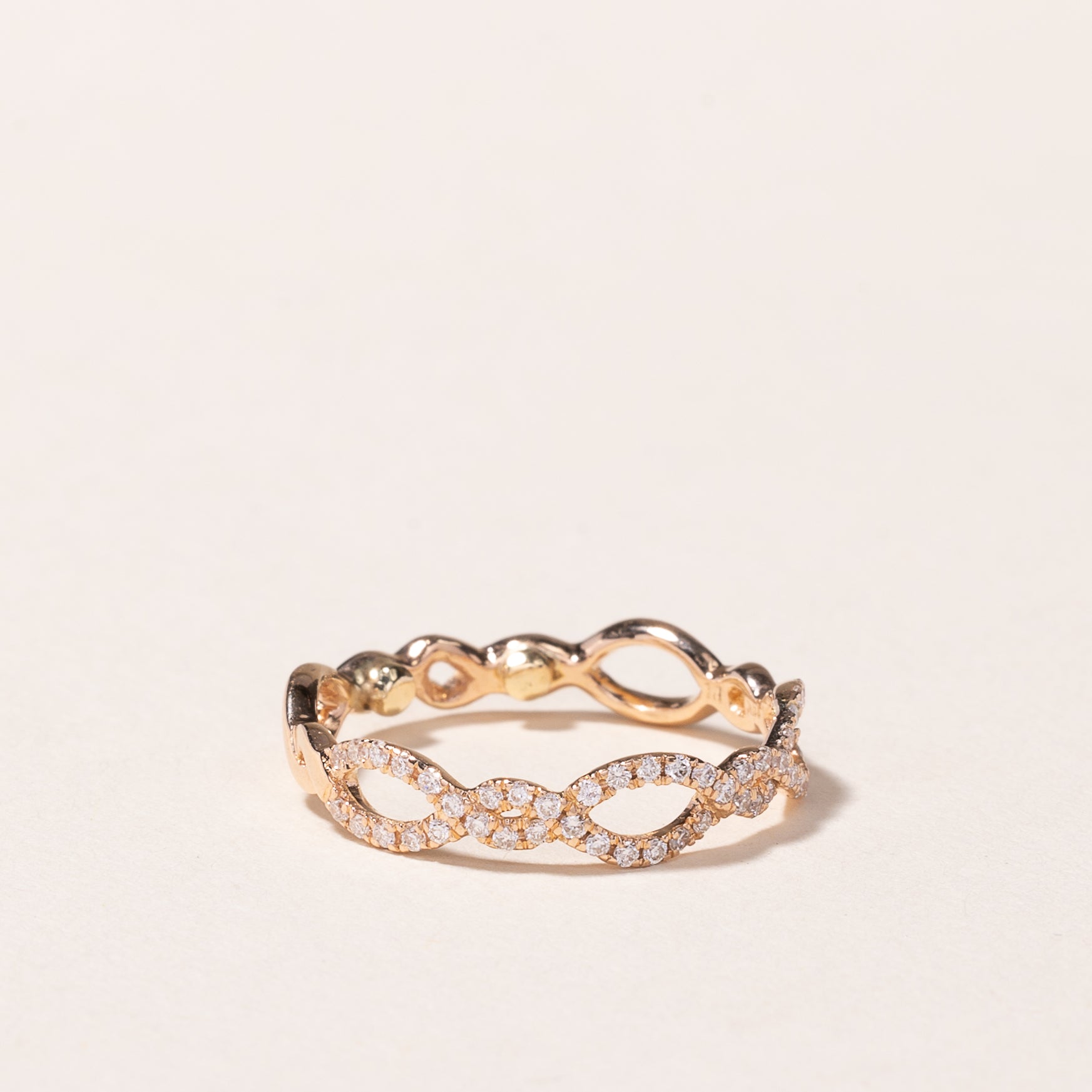 18k Rose Gold Wave Design Diamond Ring | 0.23ctw | SZ 4