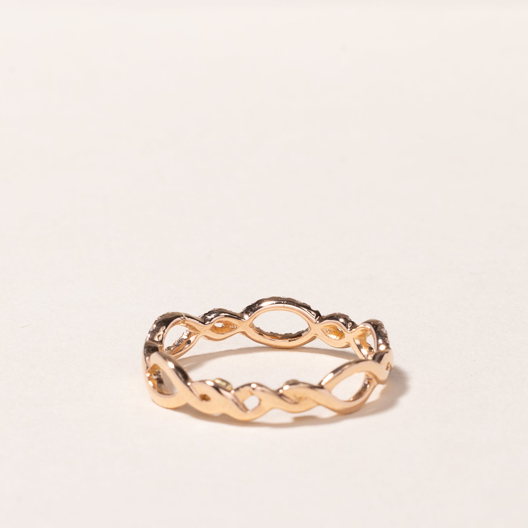 18k Rose Gold Wave Design Diamond Ring | 0.23ctw | SZ 4