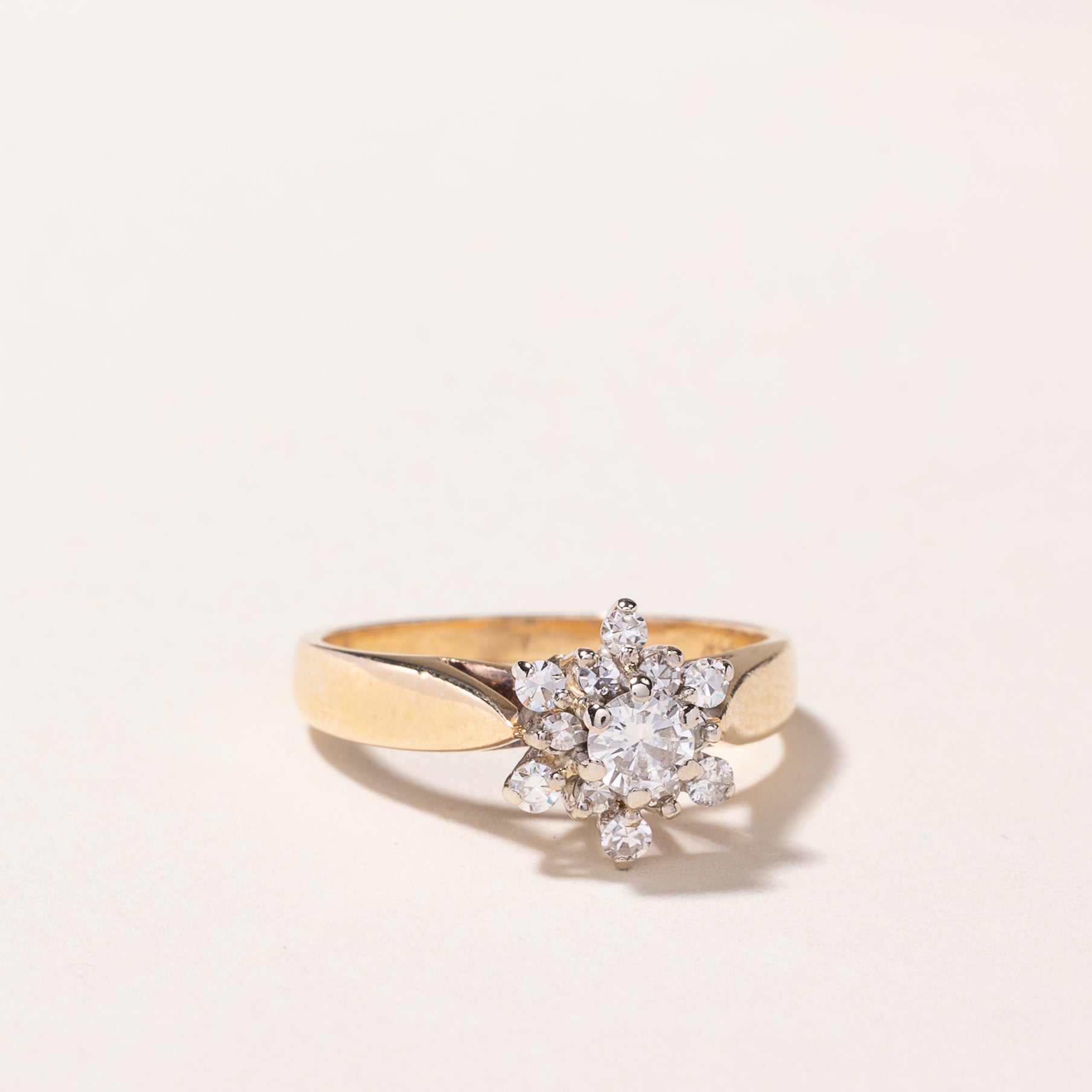 14k Yellow Gold Cluster Diamond Ring | 0.39ctw | SZ 4.75