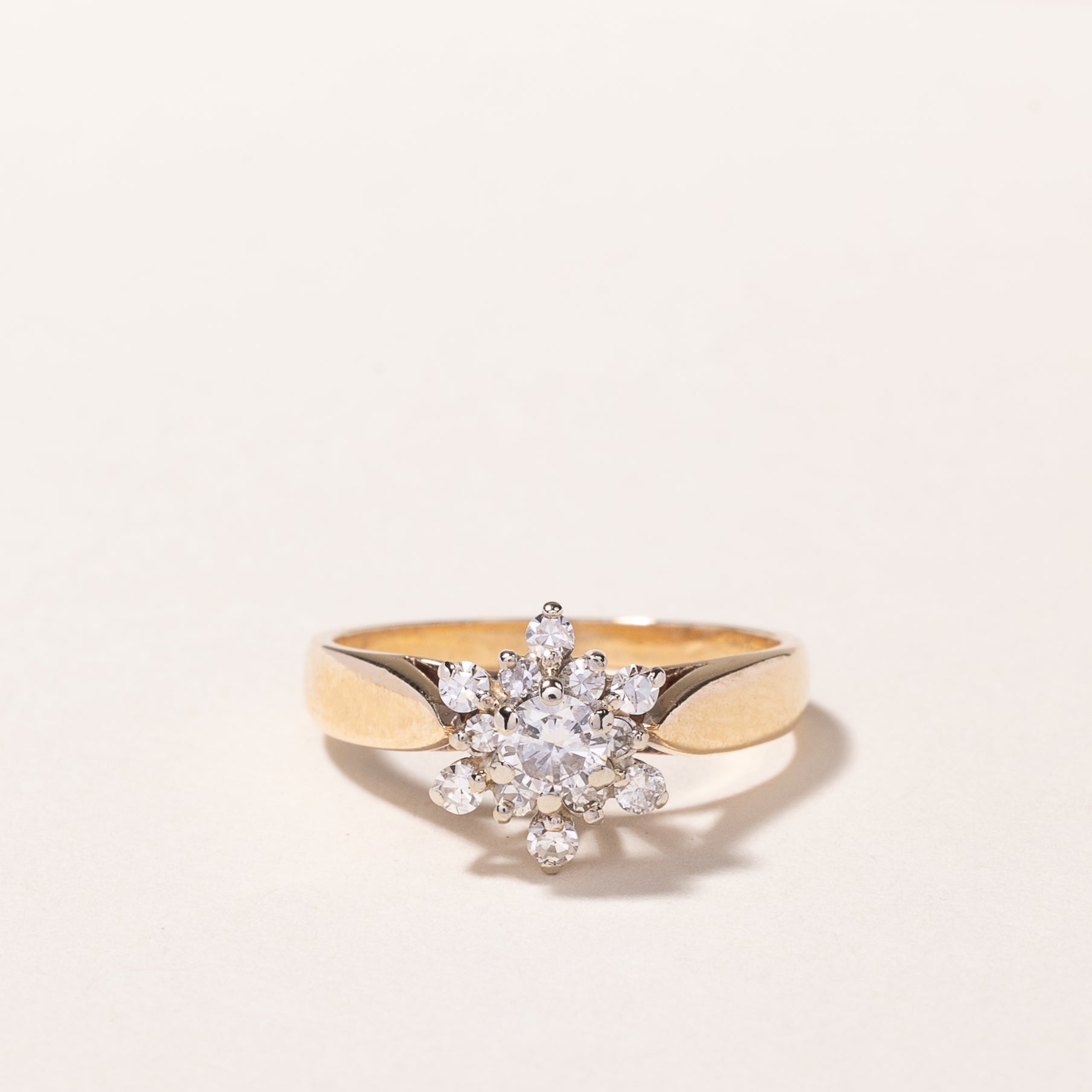 14k Yellow Gold Cluster Diamond Ring | 0.39ctw | SZ 4.75