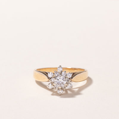 14k Yellow Gold Cluster Diamond Ring | 0.39ctw | SZ 4.75