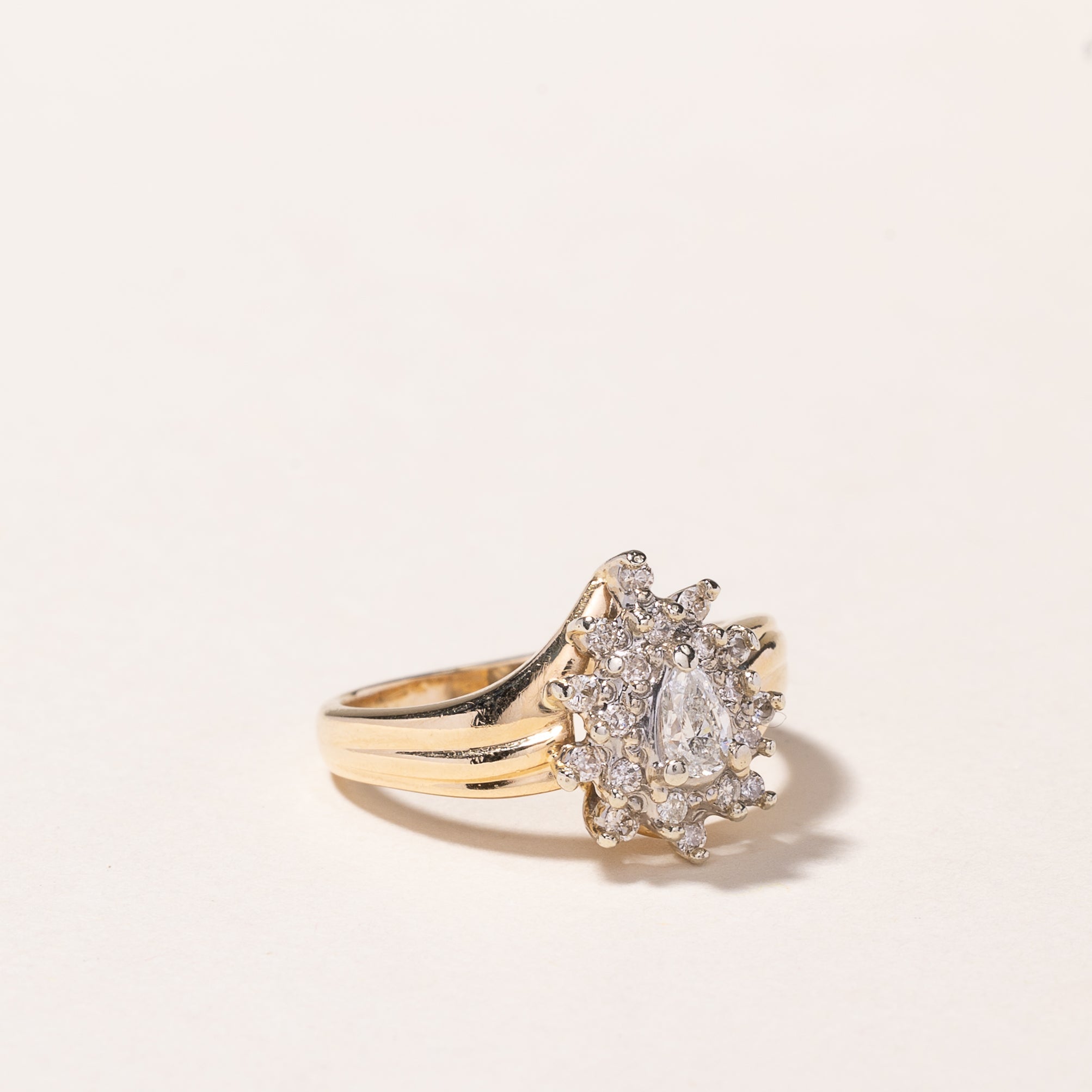 14k Yellow Gold Pear Shaped Diamond Ring | 0.41ctw | SZ 5.5