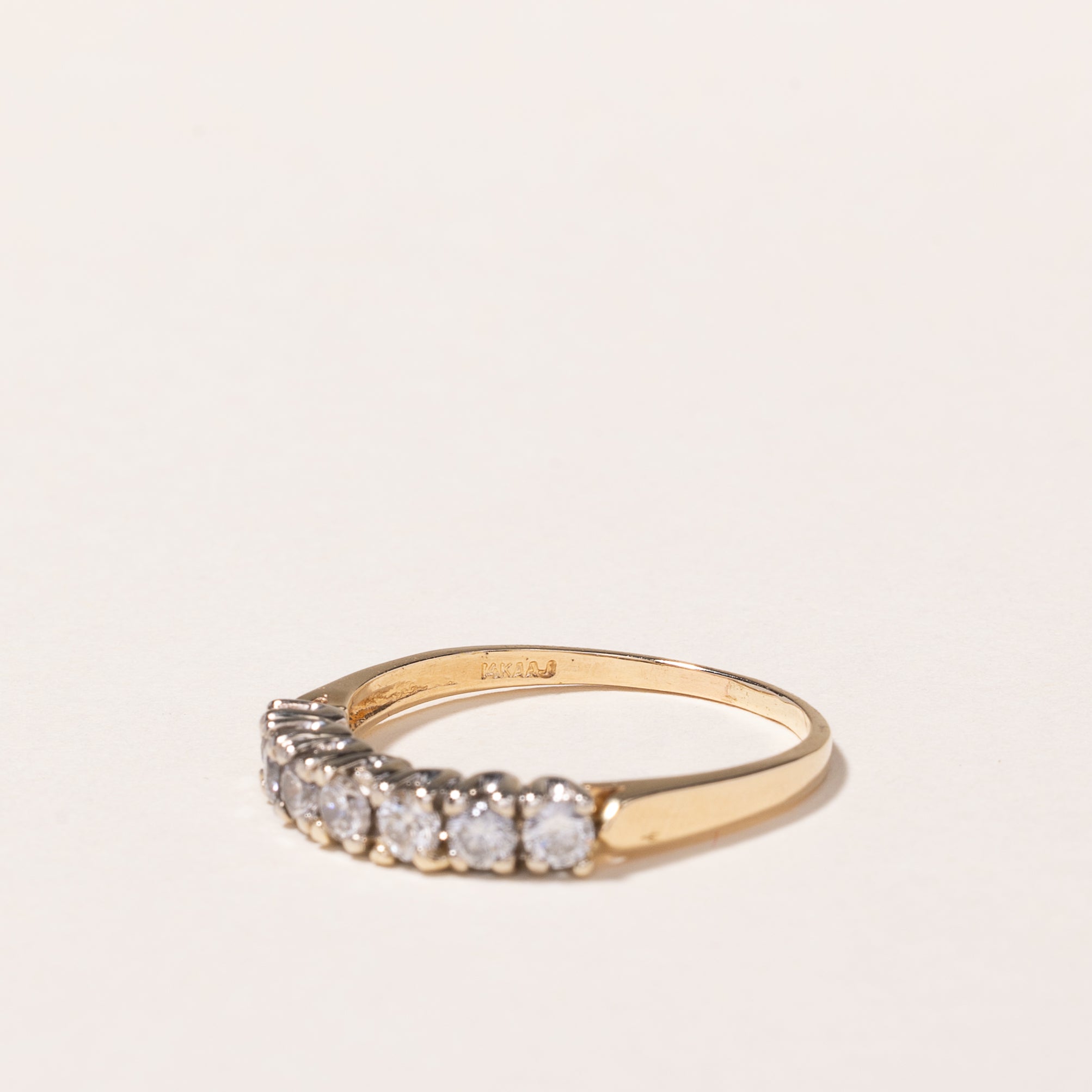 14k Yellow Gold Single Row Diamond Ring | 0.42ctw | SZ 8.5