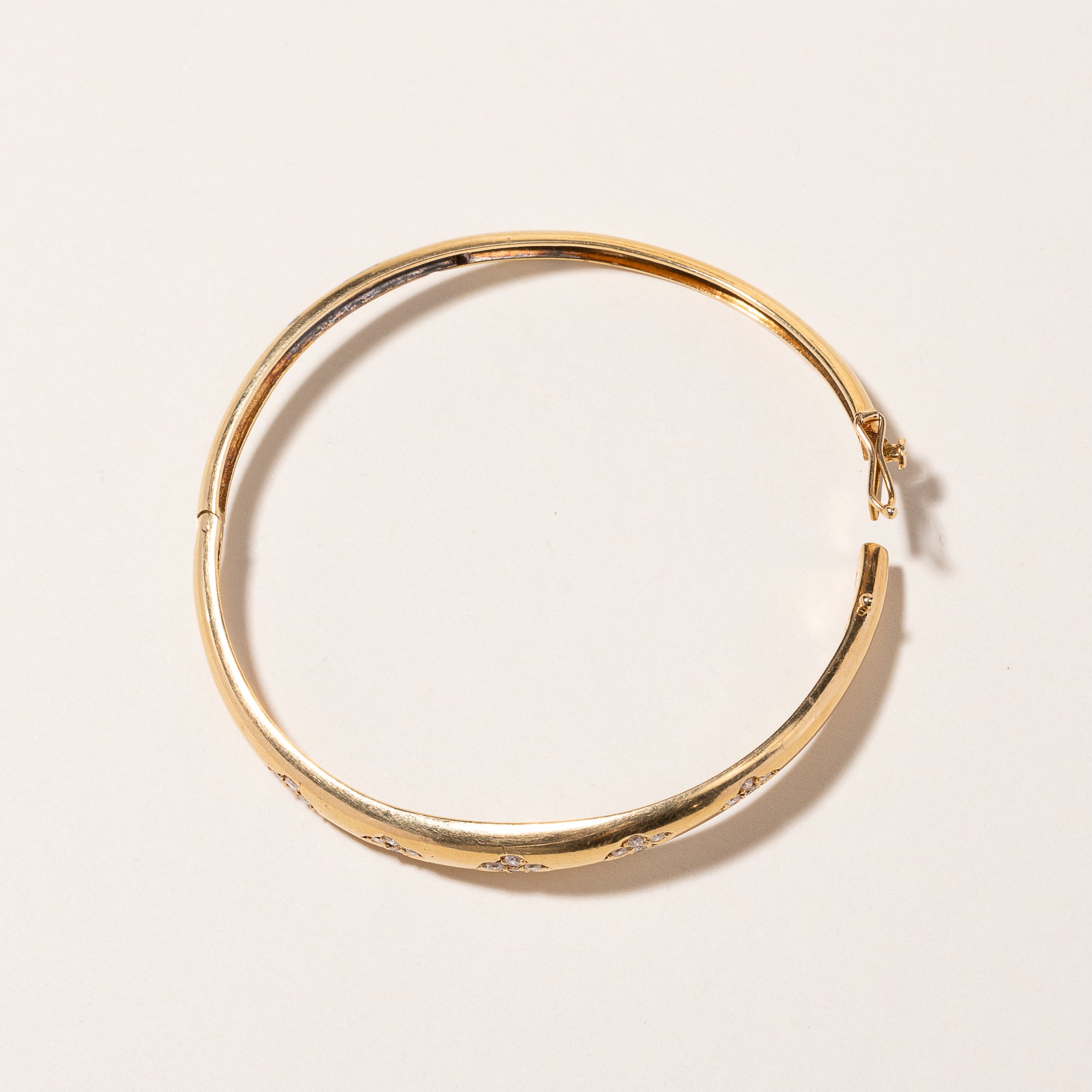 18k Yellow Gold Diamond Bangle Bracelet | 0.27ctw