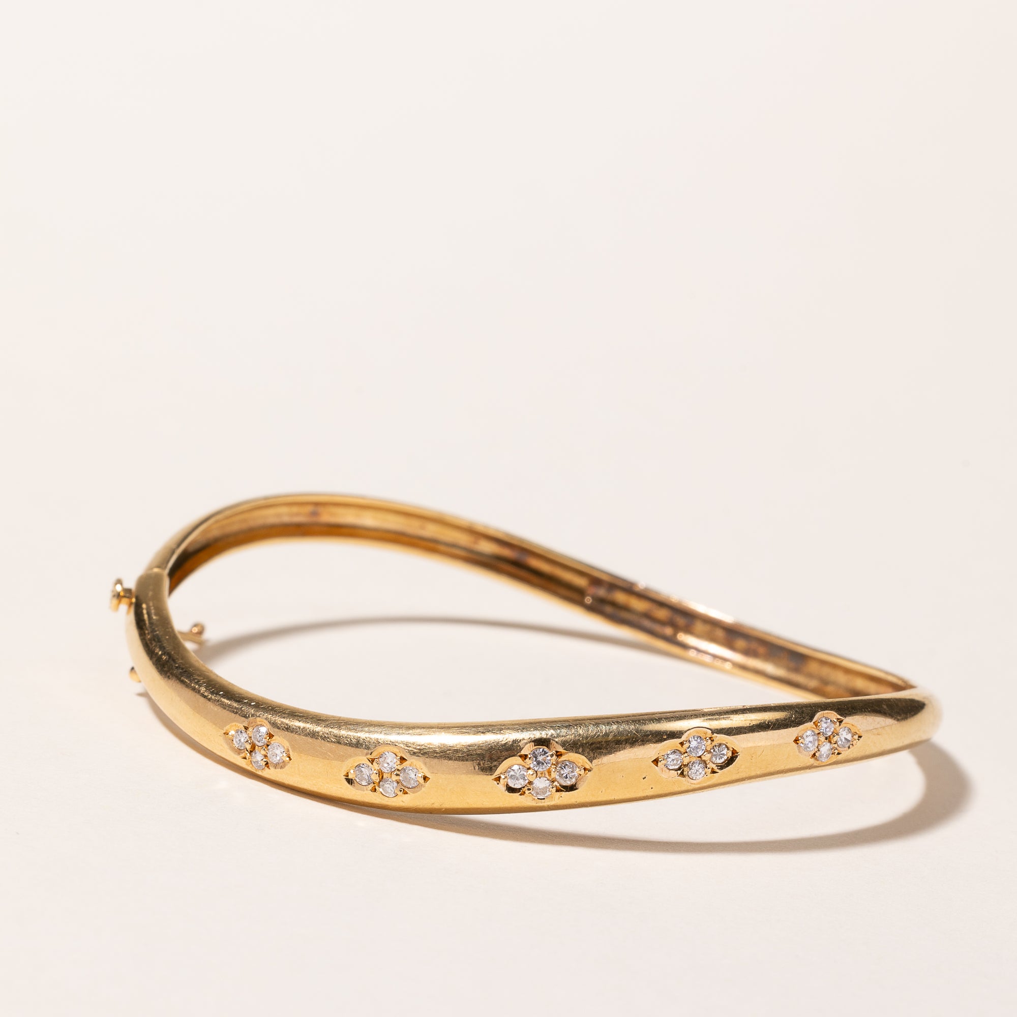 18k Yellow Gold Diamond Bangle Bracelet | 0.27ctw