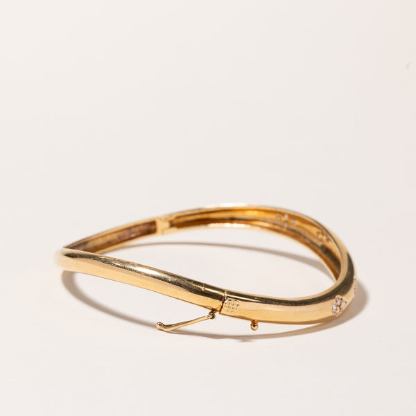 18k Yellow Gold Diamond Bangle Bracelet | 0.27ctw