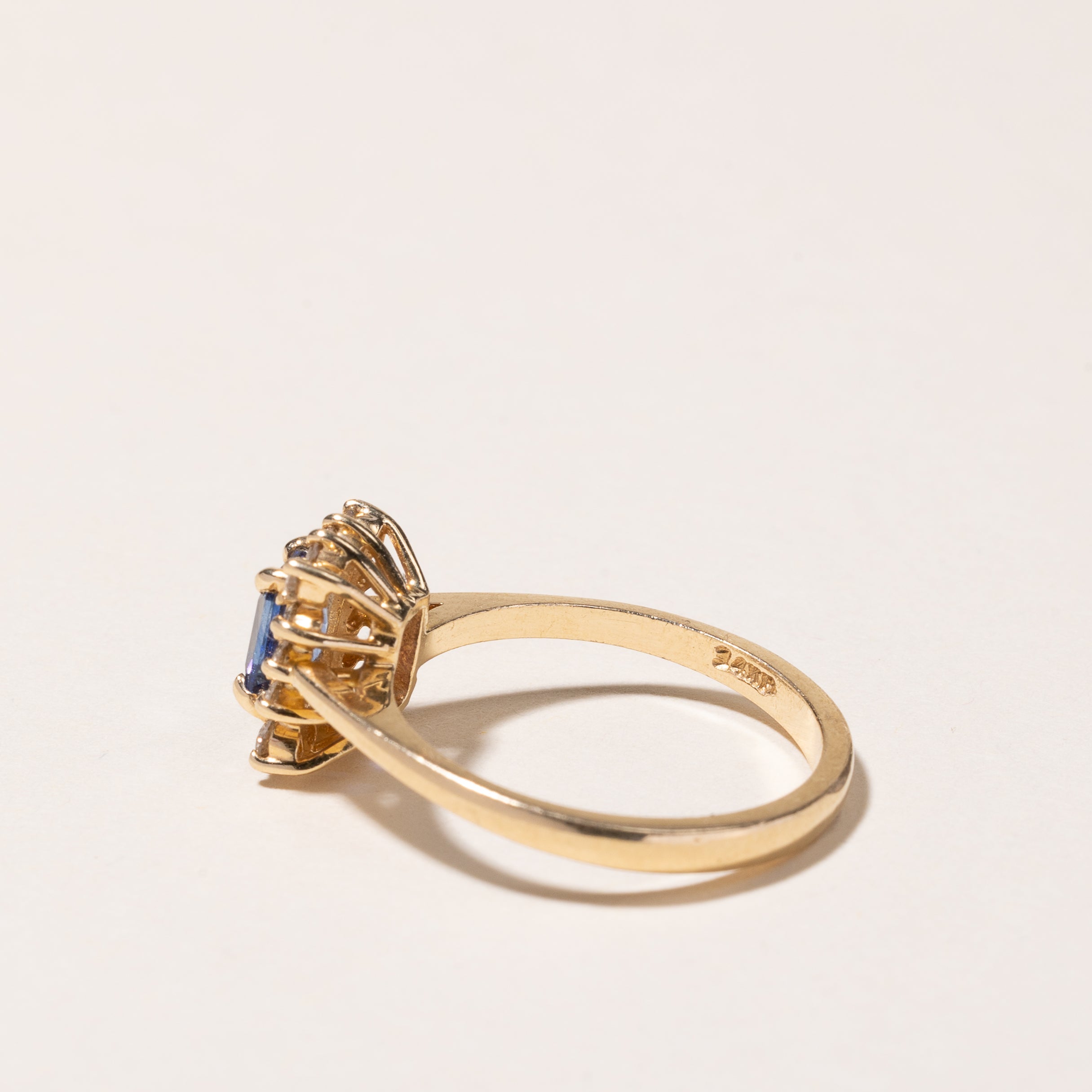 14k Yellow Gold Blue Sapphire & Diamond Ring | 0.74ctw, 0.20ctw | SZ 6.5