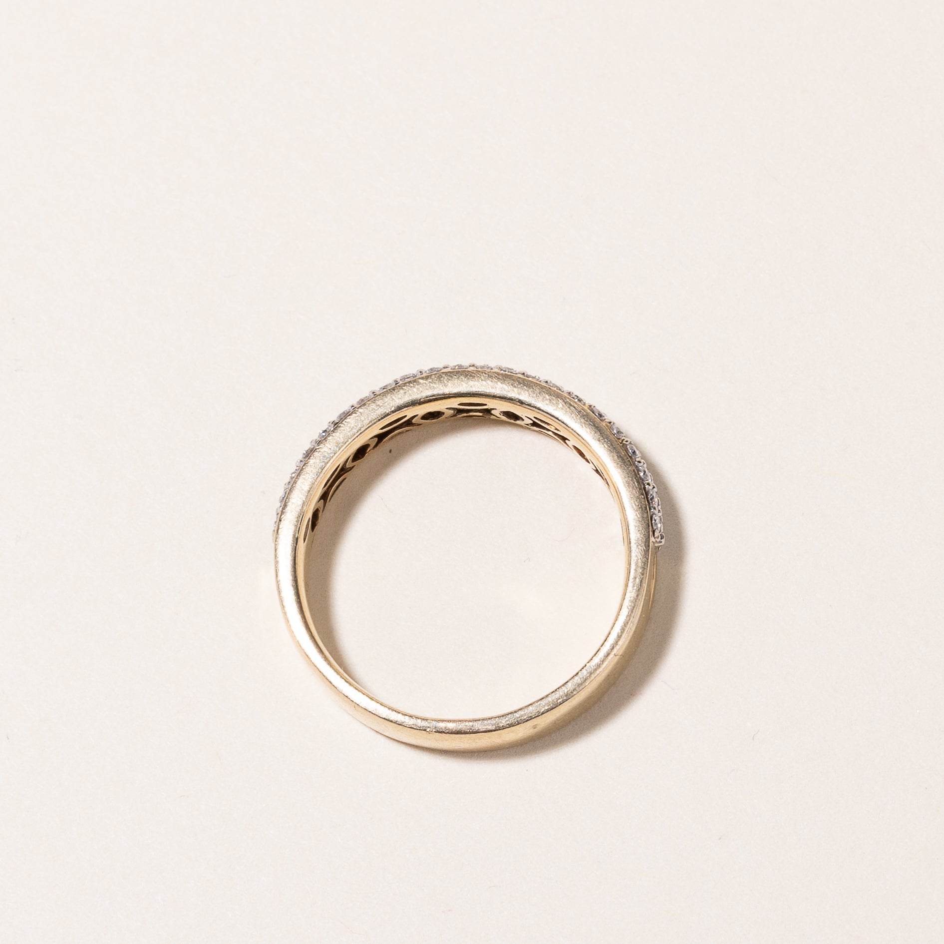 14k Yellow Gold Triple Row Diamond Ring | 0.71ctw | SZ 7.75