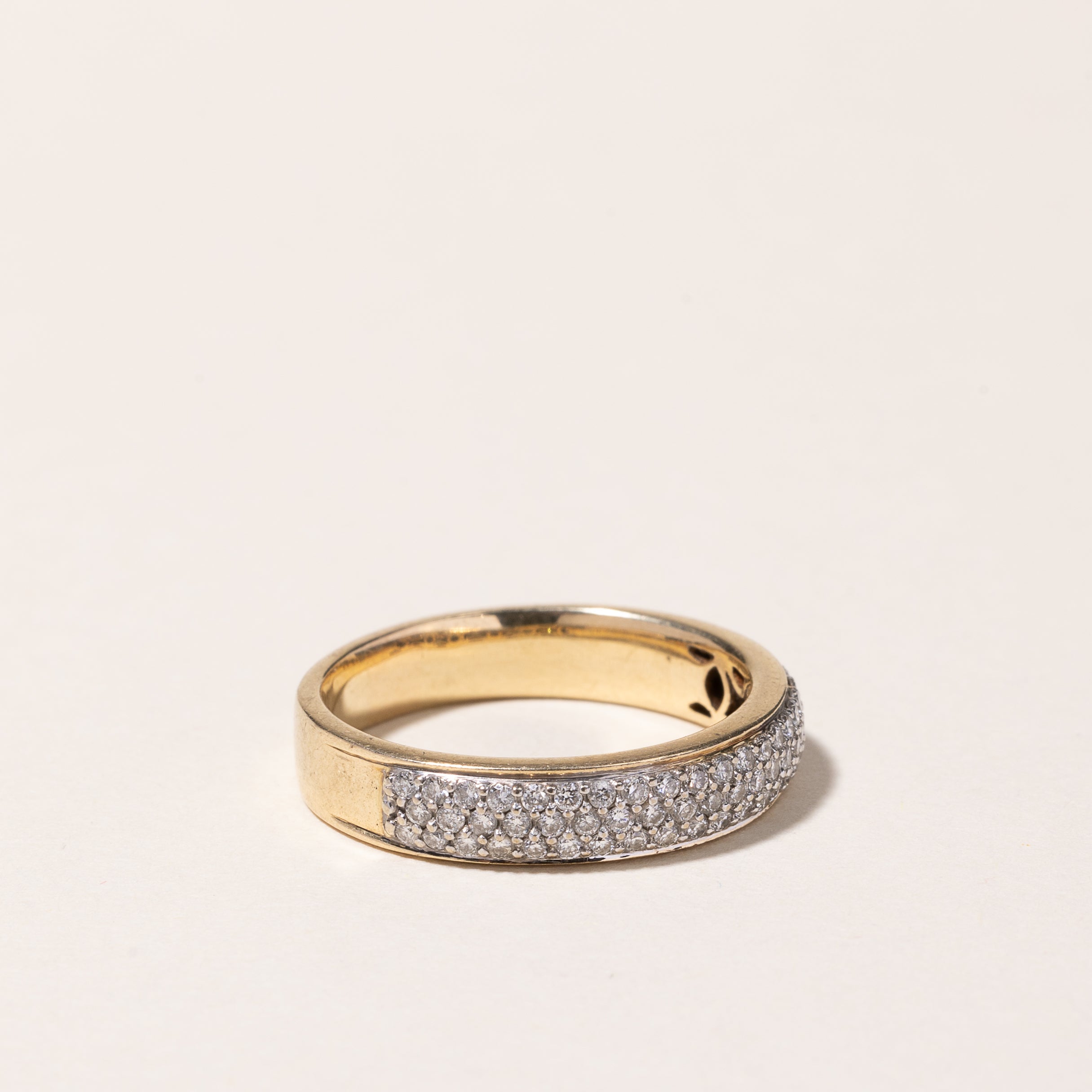 14k Yellow Gold Triple Row Diamond Ring | 0.71ctw | SZ 7.75