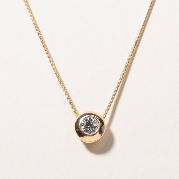 10k Yellow Gold Diamond Bezel Pendant Necklace | 0.28ctw | 20