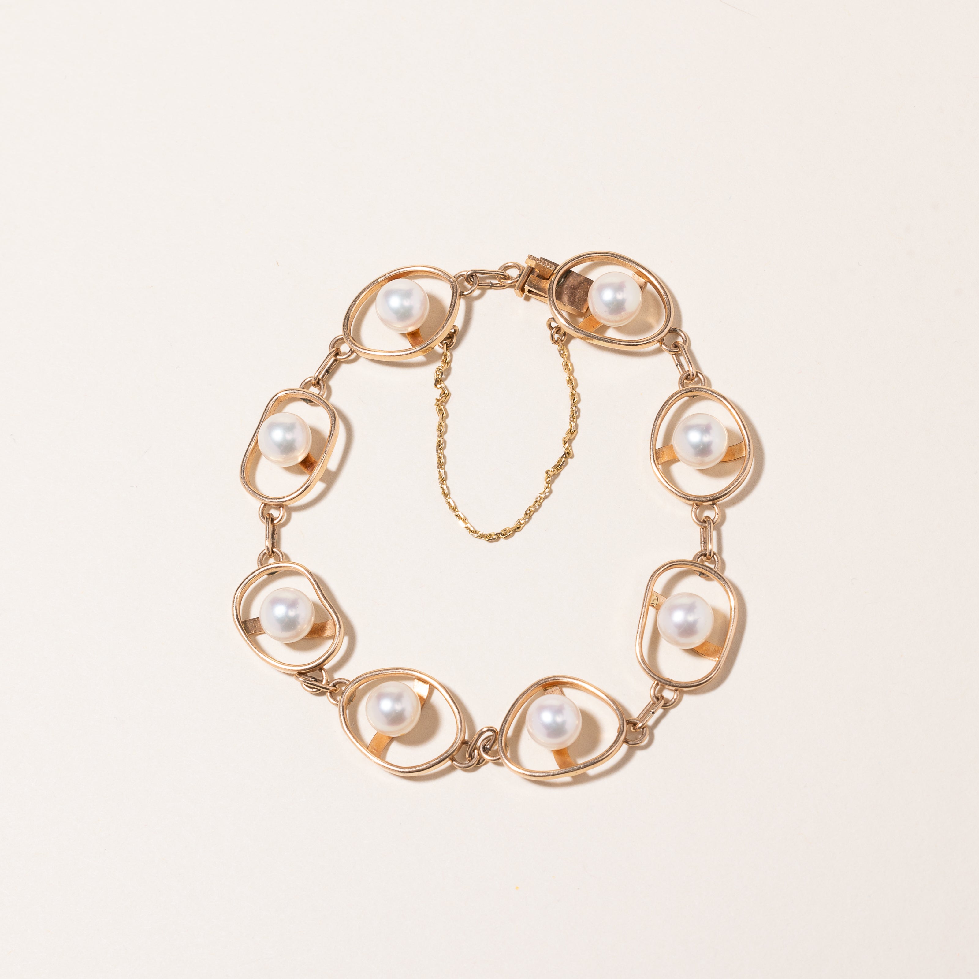 14k Yellow Gold Pearl Bracelet | 4.73ctw  | 7.25"