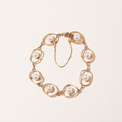 14k Yellow Gold Pearl Bracelet | 4.73ctw  | 7.25