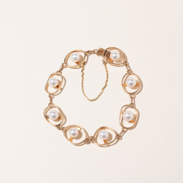 14k Yellow Gold Pearl Bracelet | 4.73ctw  | 7.25