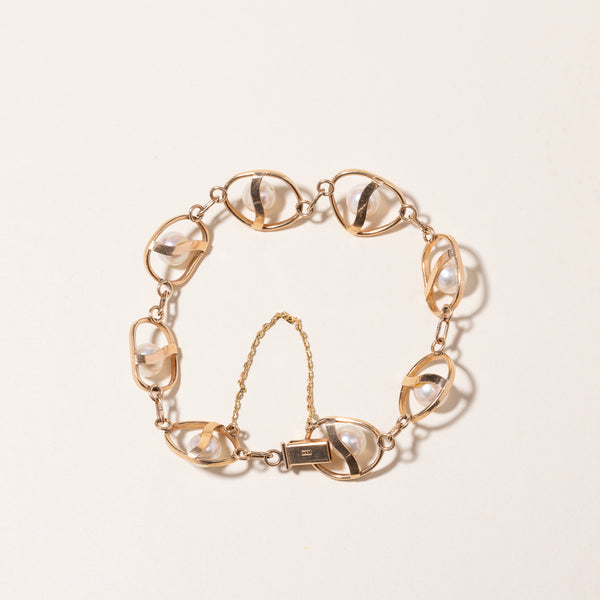 14k Yellow Gold Pearl Bracelet | 4.73ctw  | 7.25