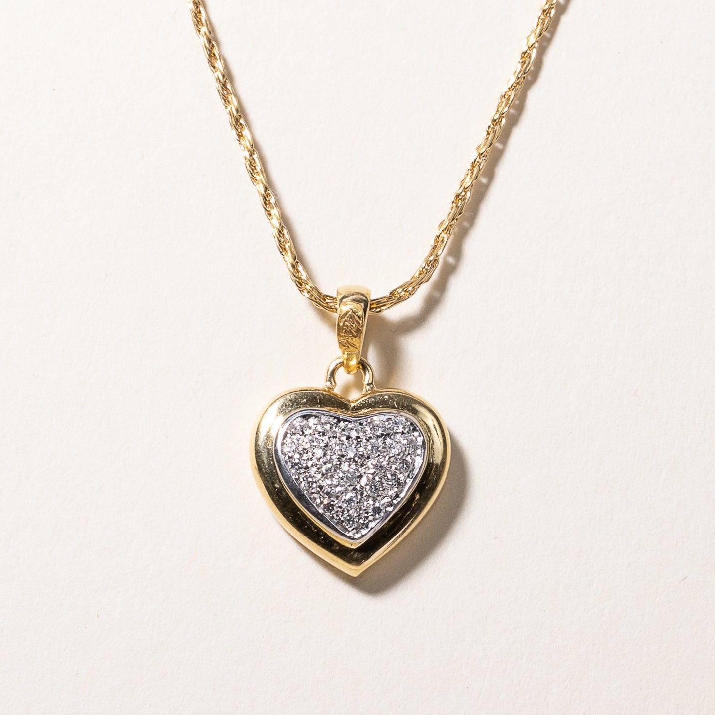 18k Yellow Gold Heart Pendant Necklace | 0.19ctw | 18"