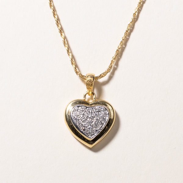 18k Yellow Gold Heart Pendant Necklace | 0.19ctw | 18