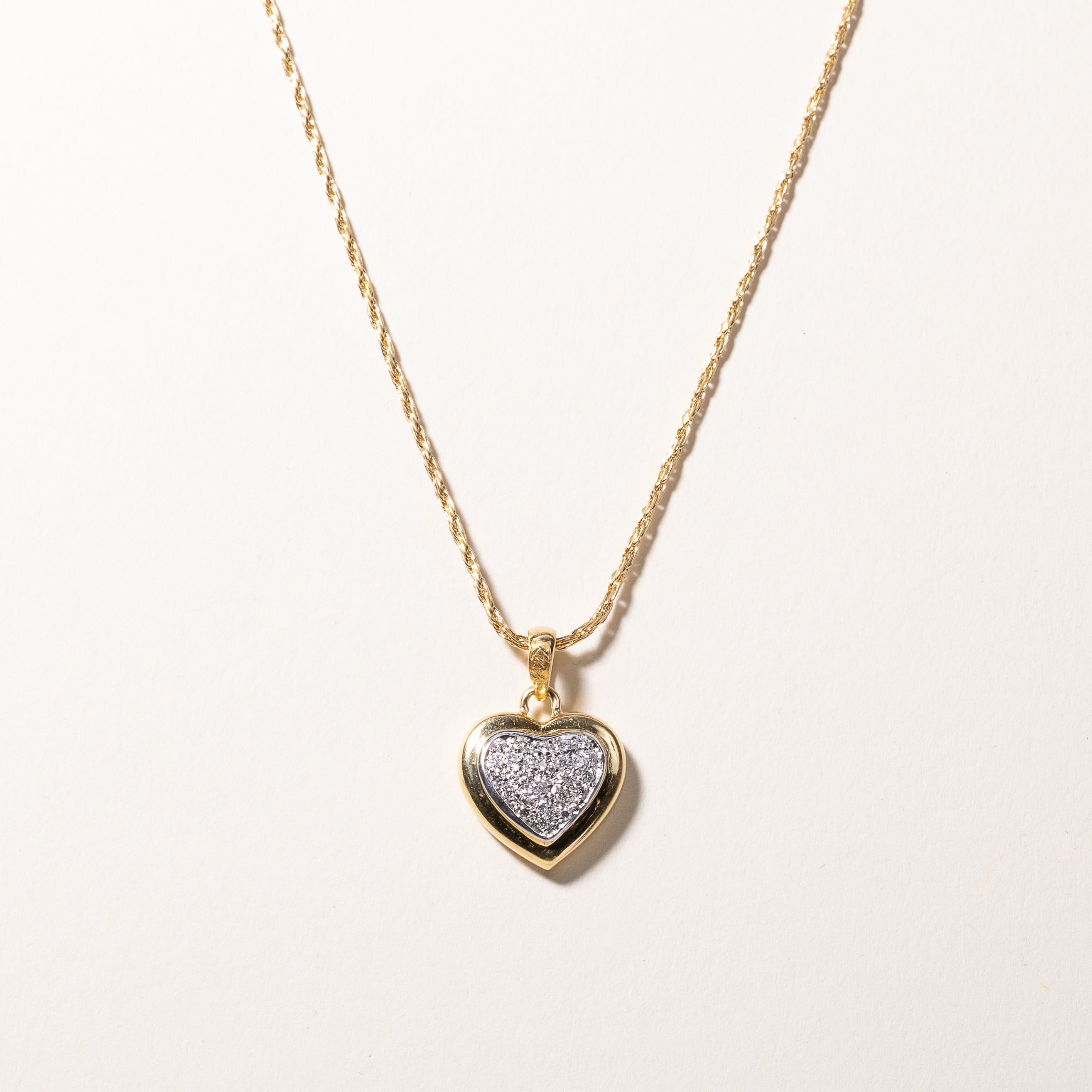 18k Yellow Gold Heart Pendant Necklace | 0.19ctw | 18"
