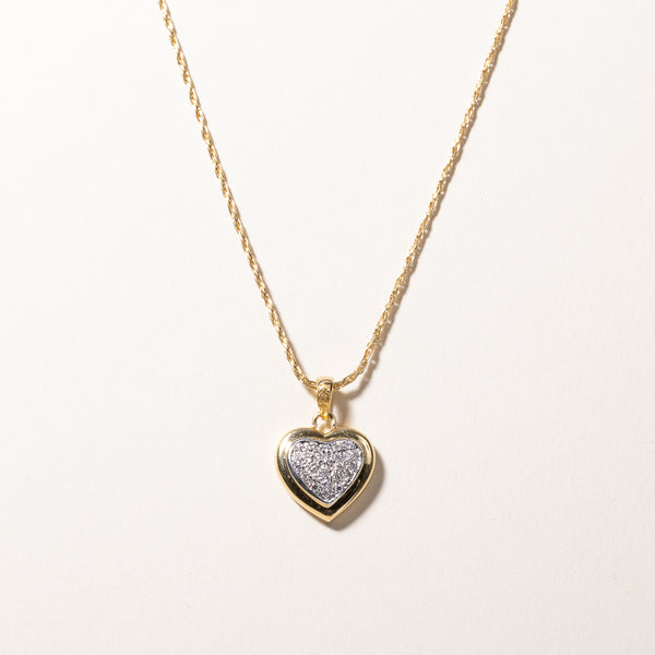 18k Yellow Gold Heart Pendant Necklace | 0.19ctw | 18