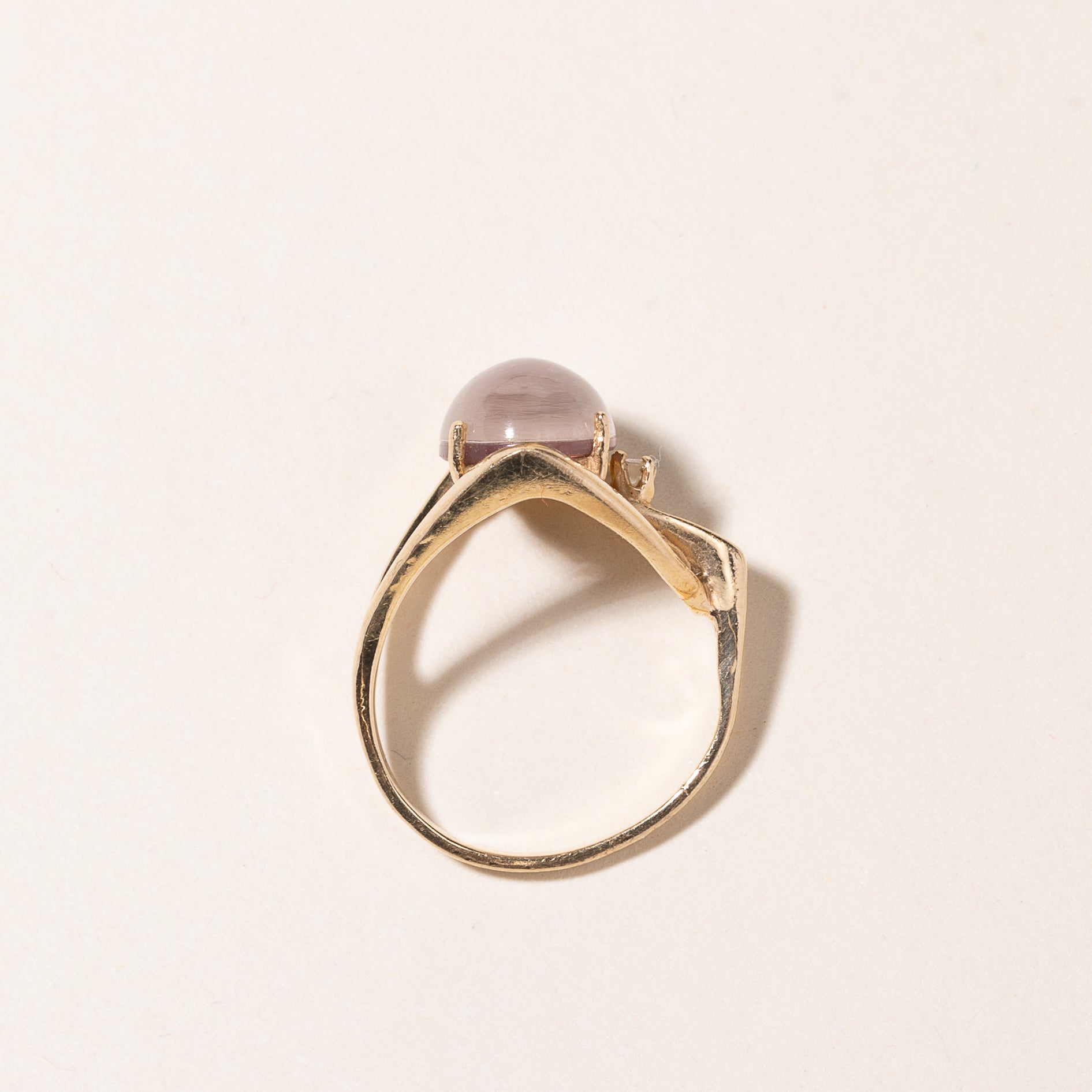 14k Pink Chatoyant Quartz Doublet and Diamond Ring | 2.00ct, 0.025ct | SZ 5 |