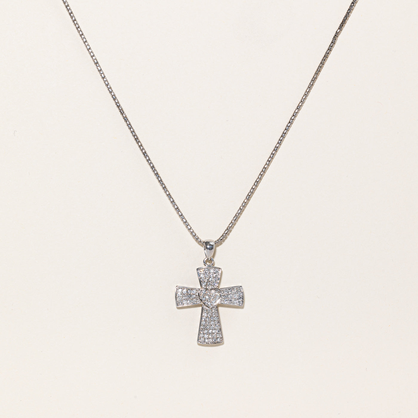 White Gold Diamond Cross Necklace | 1.04ctw | 18.5" |