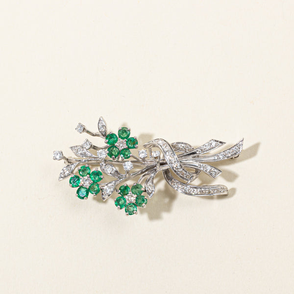 Emerald & Diamond Flower Bouquet Brooch | 2.19ctw, 0.66ctw, 0.60ctw |