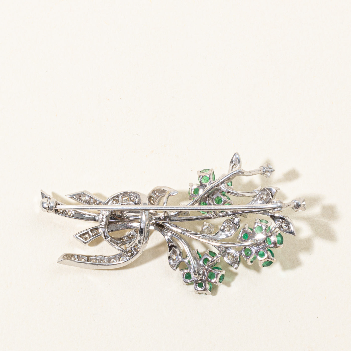 Emerald & Diamond Flower Bouquet Brooch | 2.19ctw, 0.66ctw, 0.60ctw |