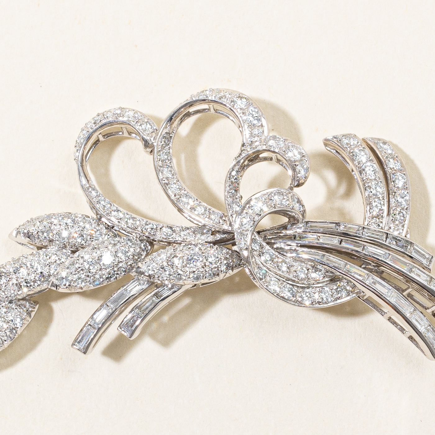 Platinum & Diamond Brooch | 3.12ctw, 1.32ctw |