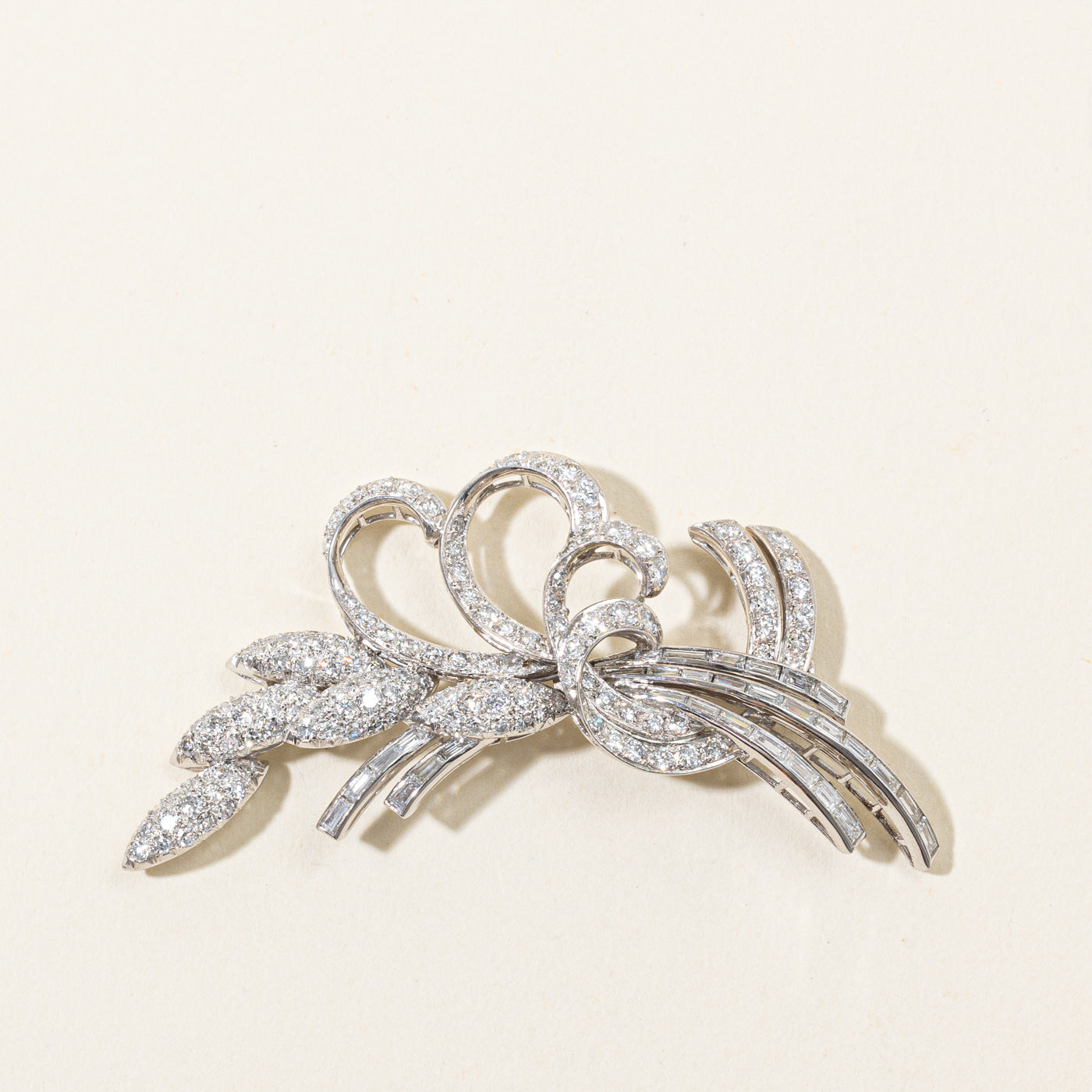 Platinum & Diamond Brooch | 3.12ctw, 1.32ctw |