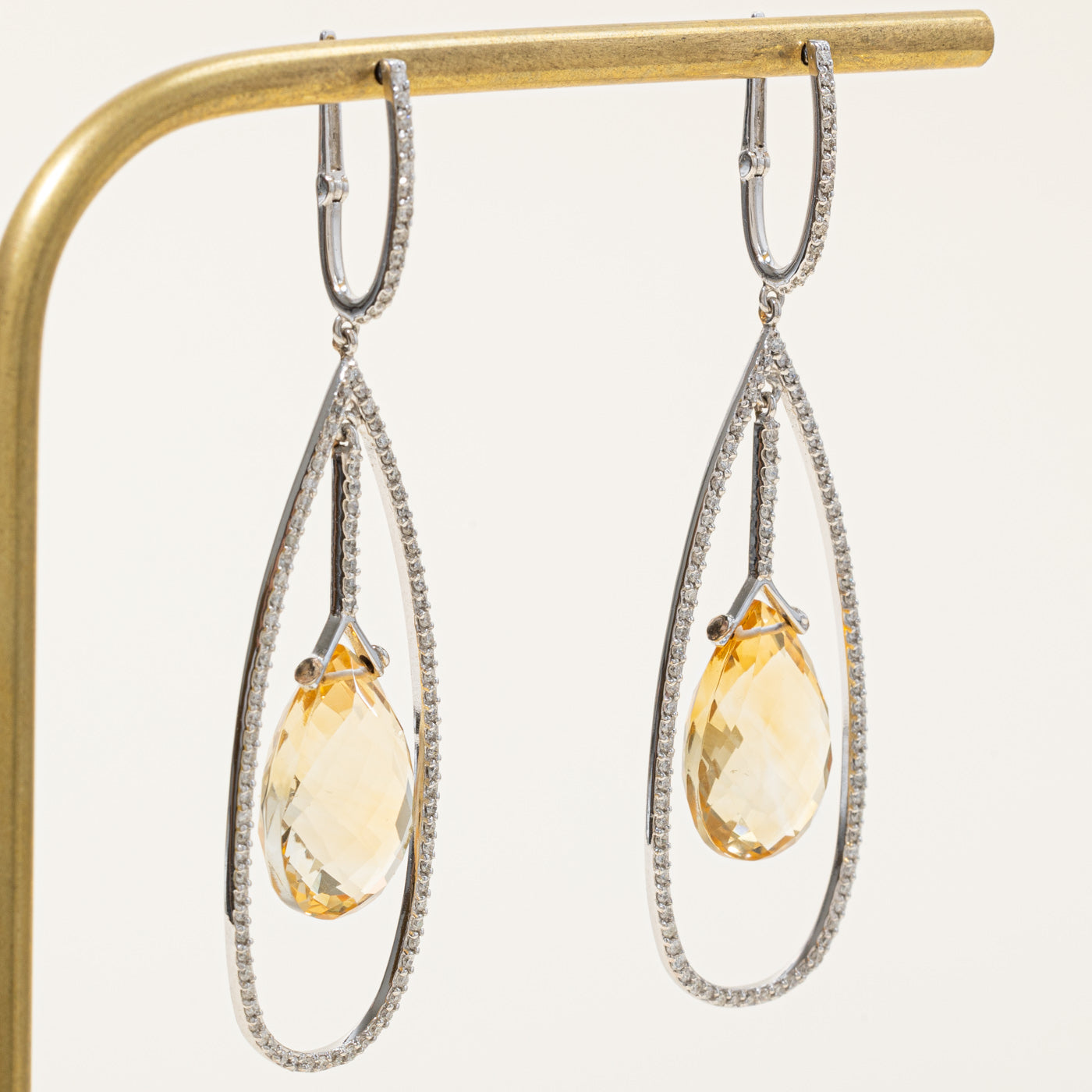 Citrine & Diamond Drop Earrings | 1.16ctw |