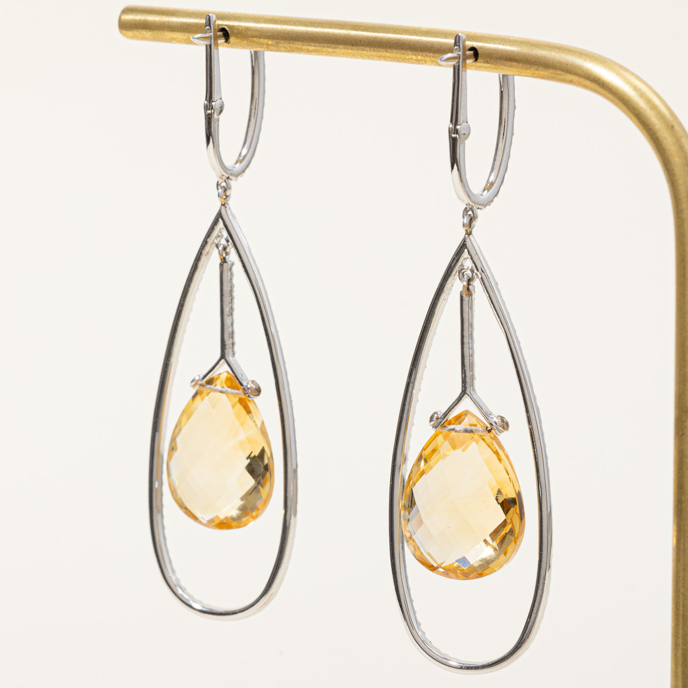 Citrine & Diamond Drop Earrings | 1.16ctw |