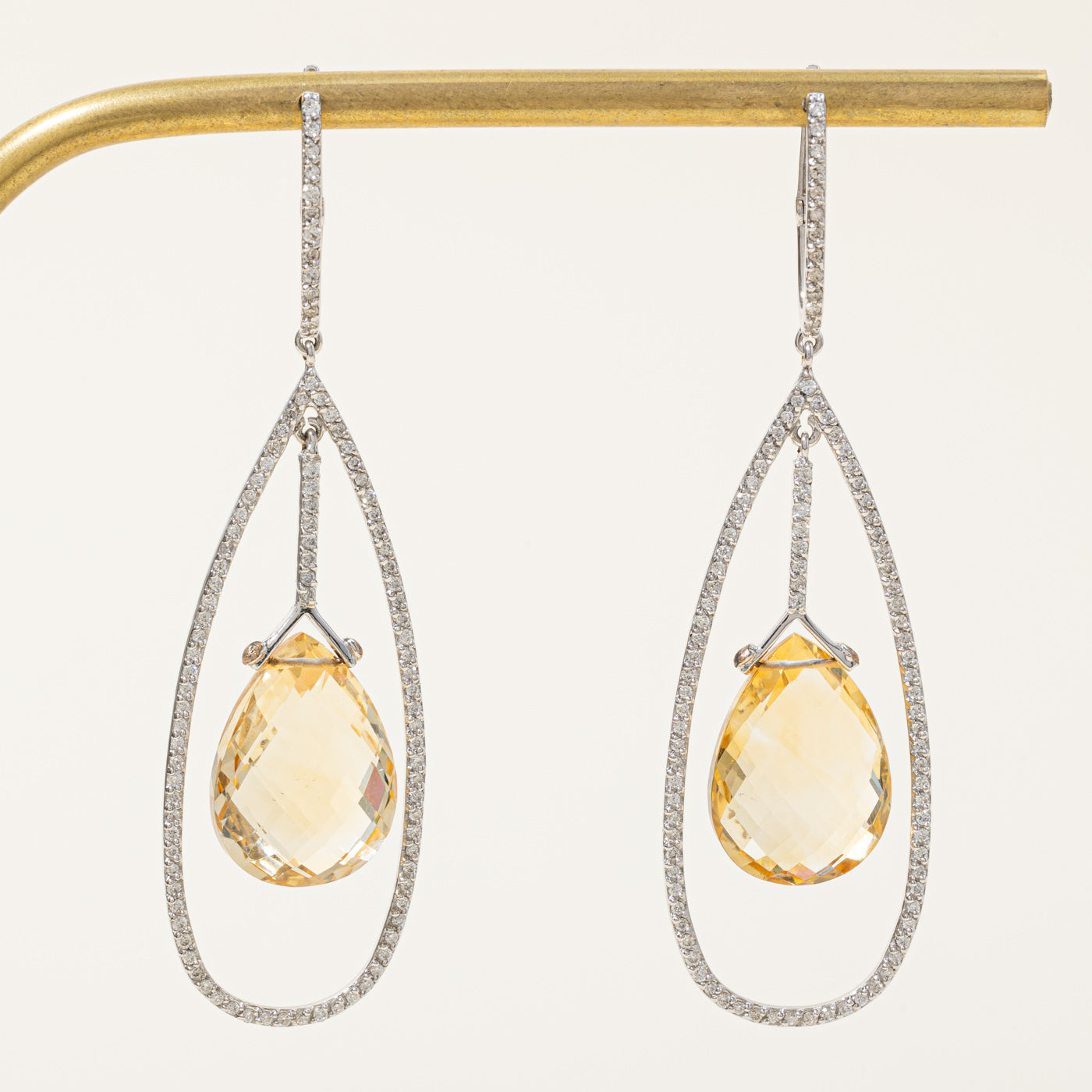 Citrine & Diamond Drop Earrings | 1.16ctw |