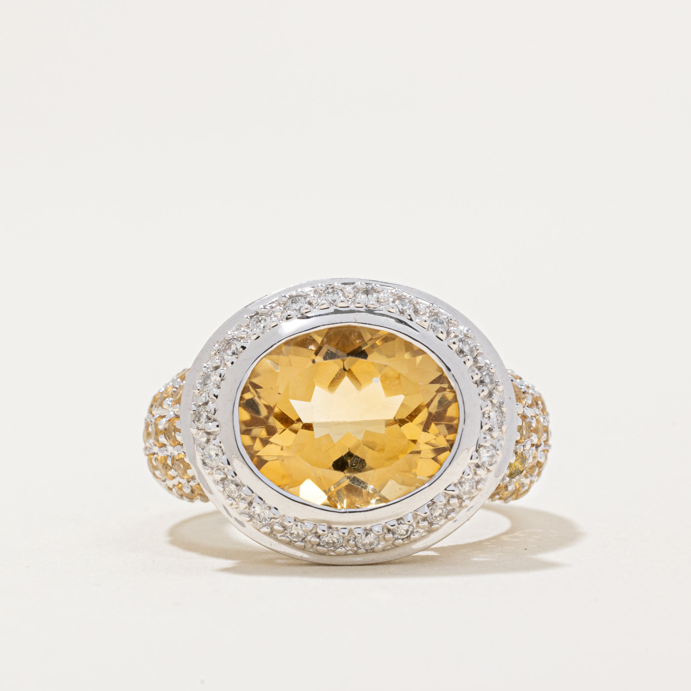 Citrine & Diamond Cocktail Ring | 5.31ctw, 0.22ctw | SZ 6.25 |