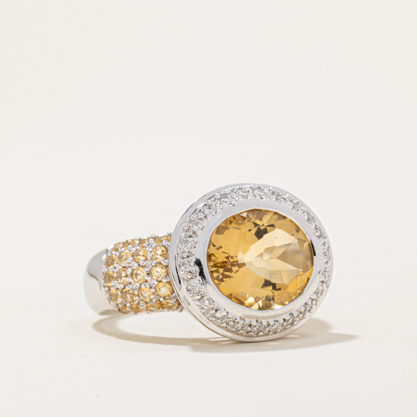 Citrine & Diamond Cocktail Ring | 5.31ctw, 0.22ctw | SZ 6.25 |