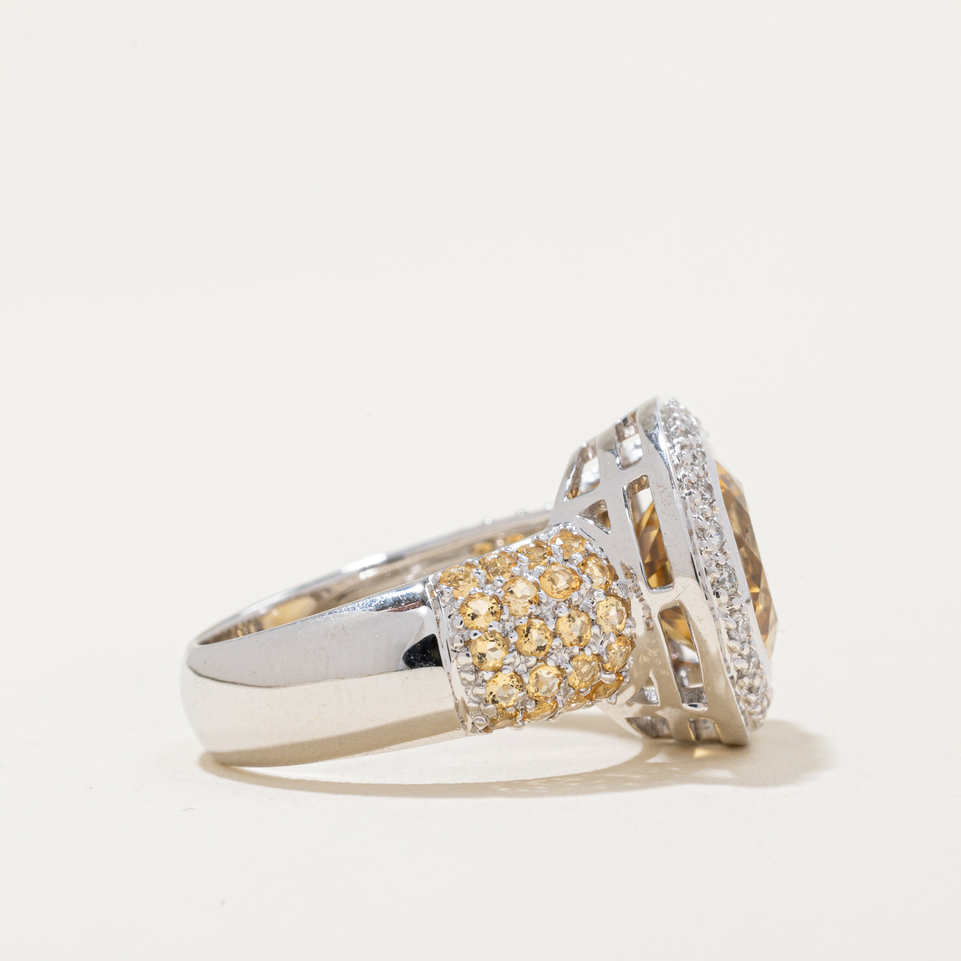 Citrine & Diamond Cocktail Ring | 5.31ctw, 0.22ctw | SZ 6.25 |