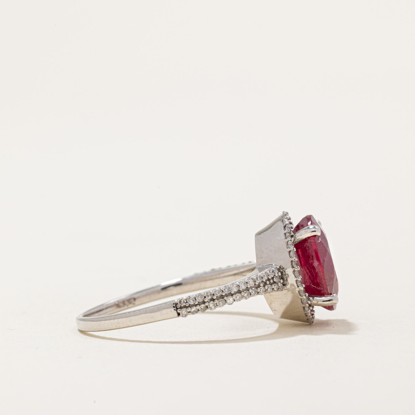 Ruby & Diamond Halo Ring | 3.63ct, 0.36ctw | SZ 7.5 |