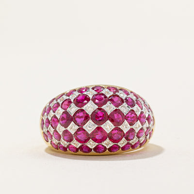 Ruby & Diamond Dome Ring | 5.21ctw, 0.18ctw | SZ 6.5 |