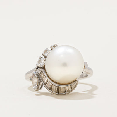 South Sea Pearl & Diamond Cocktail Ring | 0.40ctw | SZ 4.25 |
