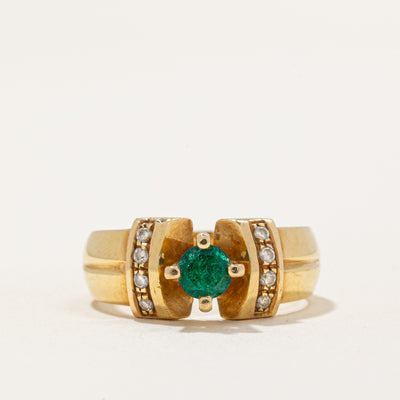 High Set Emerald & Diamond Ring | 0.29ct, 0.11ctw | SZ 7 |