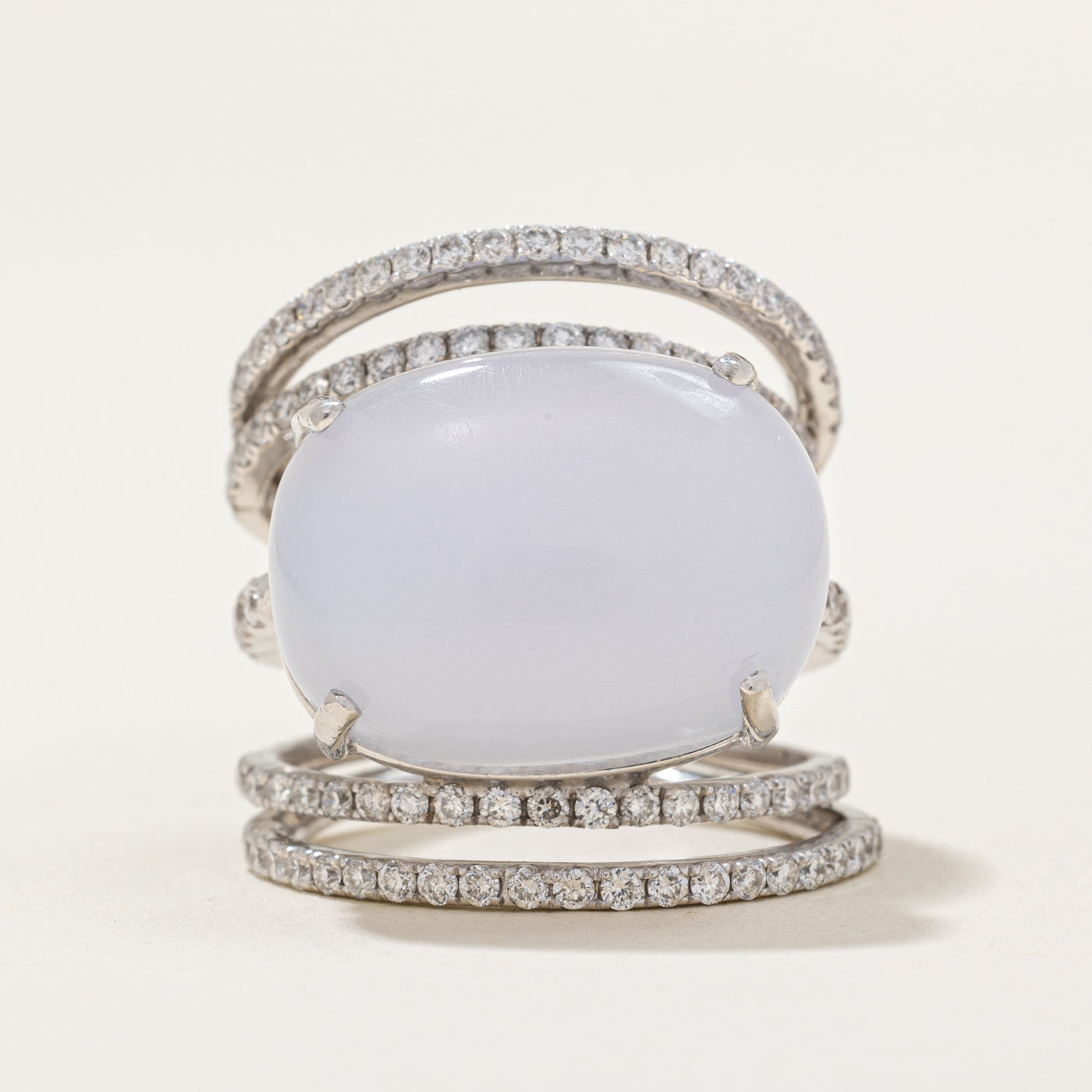 Agate & Diamond Cocktail Ring | 9.65ct, 1.04ctw | SZ 4 |