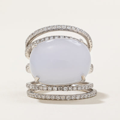 Agate & Diamond Cocktail Ring | 9.65ct, 1.04ctw | SZ 4 |