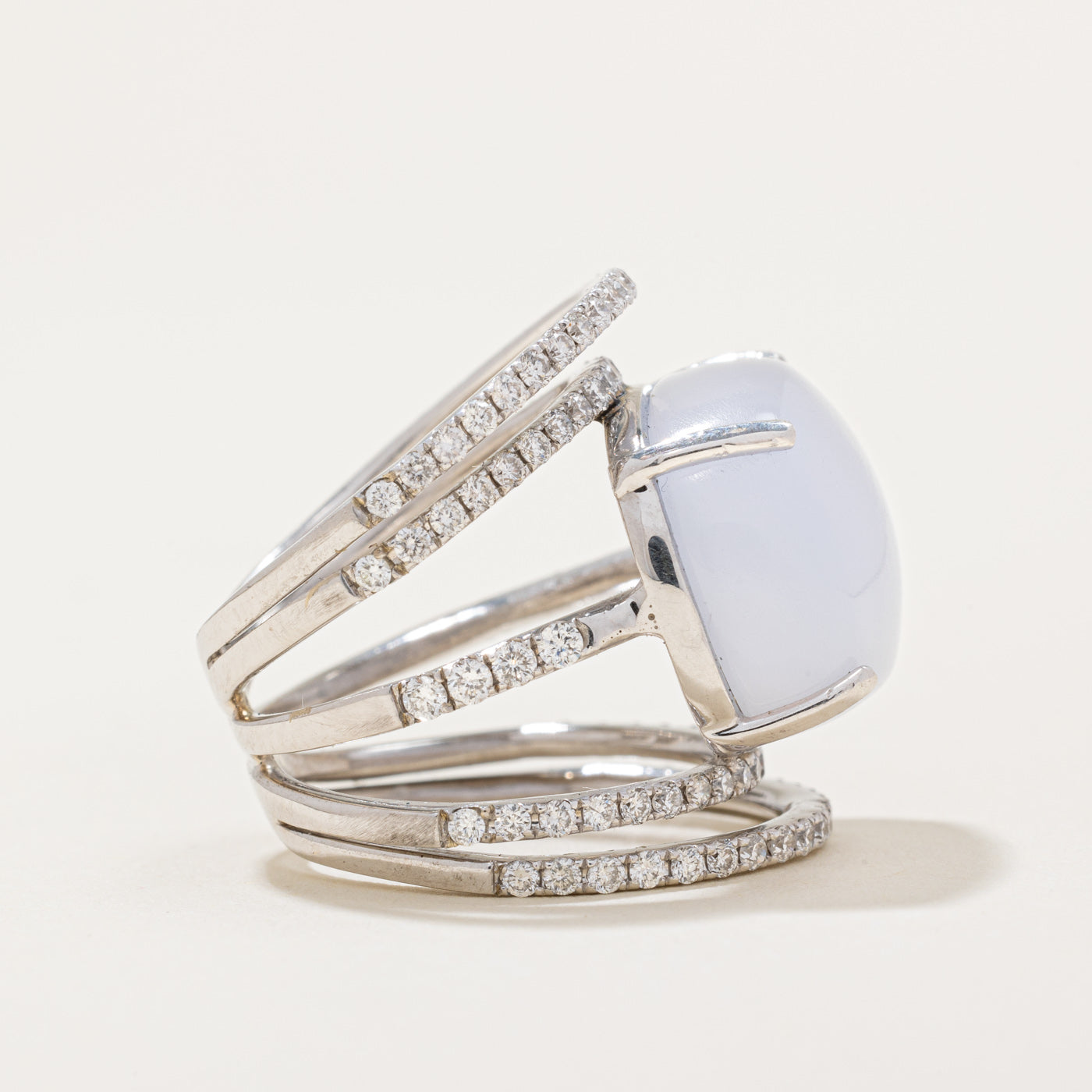Agate & Diamond Cocktail Ring | 9.65ct, 1.04ctw | SZ 4 |