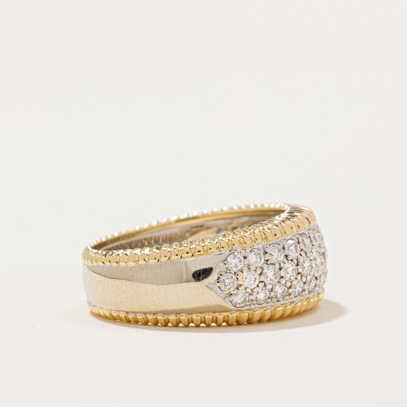 Bague sertie de diamants pavés | 1,01 ct | Taille 7,75 | 