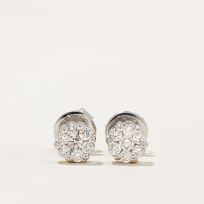 Diamond Cluster Stud Earrings | 0.50ctw |
