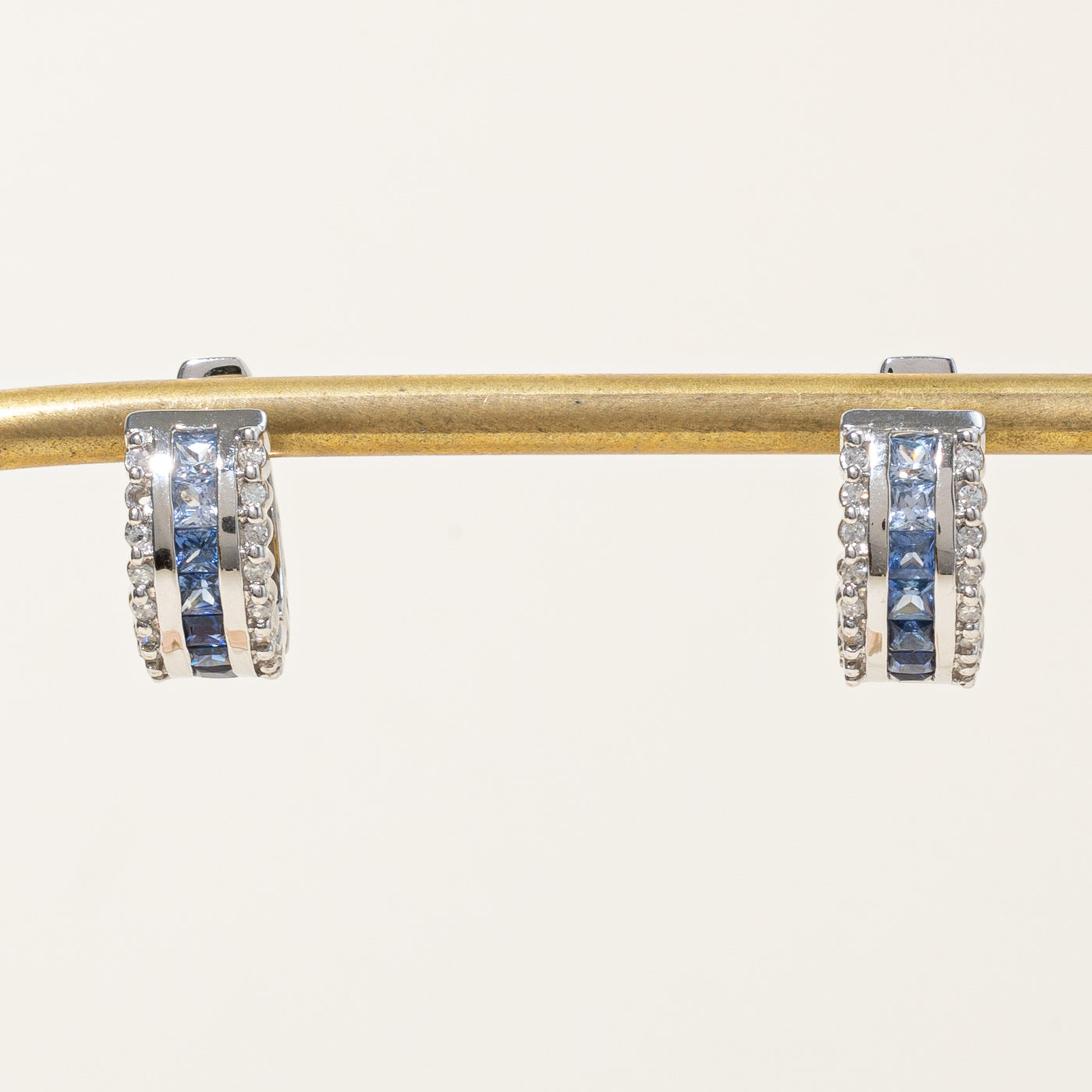 Sapphire & Diamond Huggie Earrings | 1.12ctw, 0.21ctw |