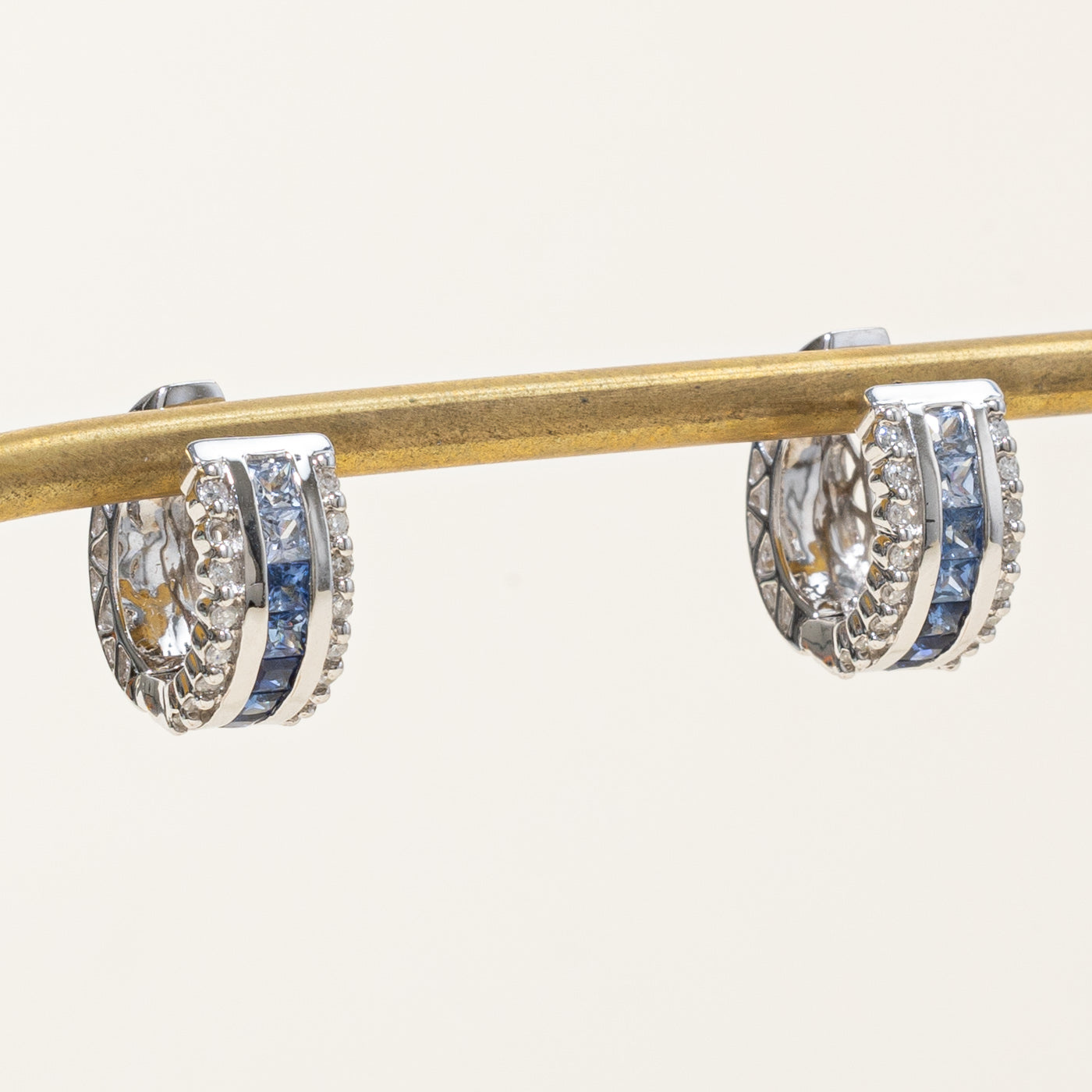 Sapphire & Diamond Huggie Earrings | 1.12ctw, 0.21ctw |